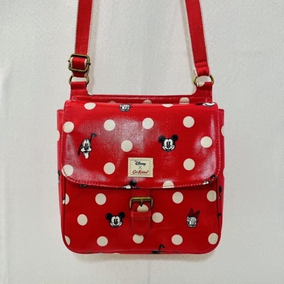 Disney + Cath Kidston Crossbody Red w White polka Dots Mickey Minnie Pluto EUC - Picture 1 of 15